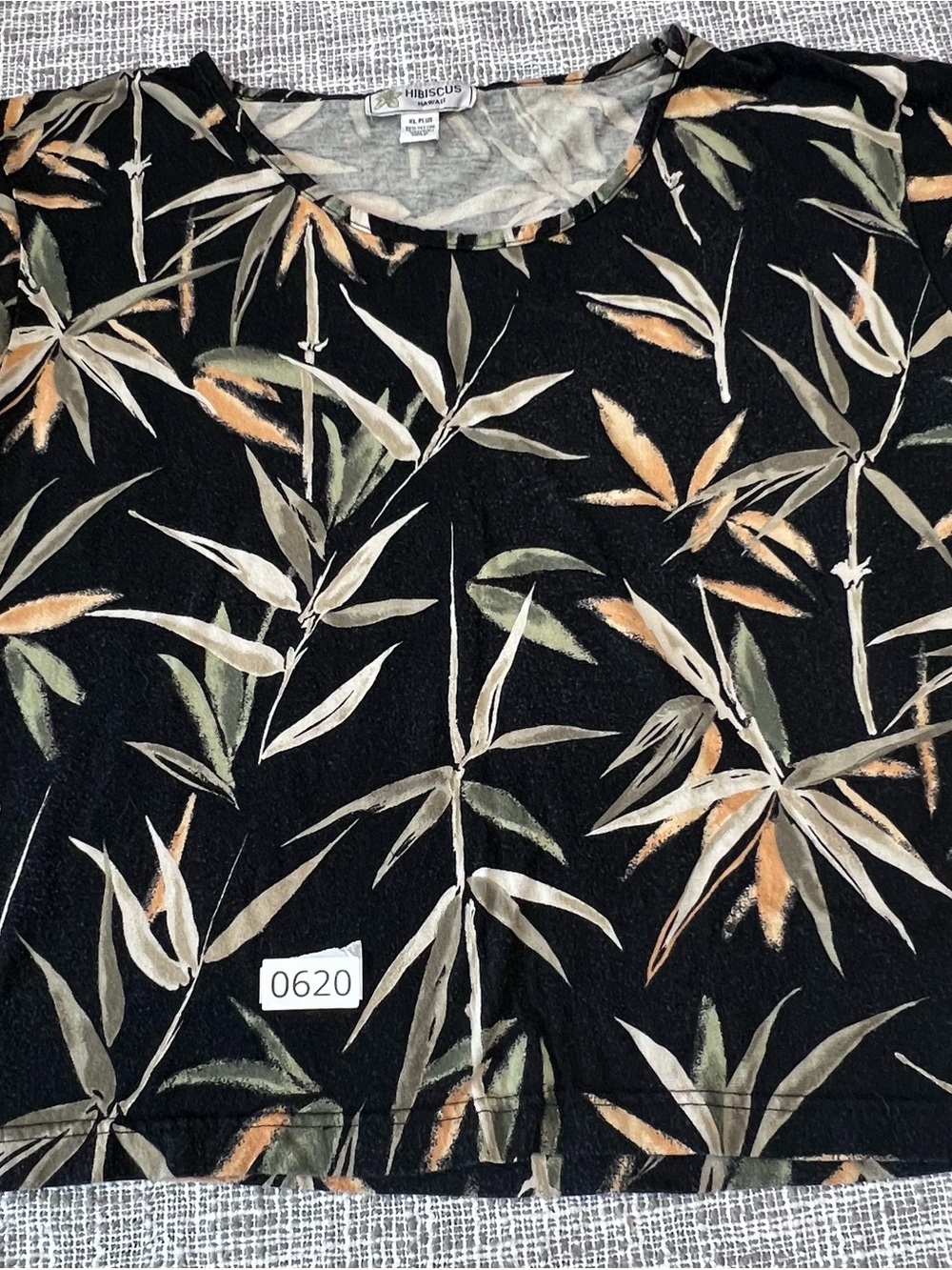 Hibiscus Women’s Black Tropical Leaf Blouse